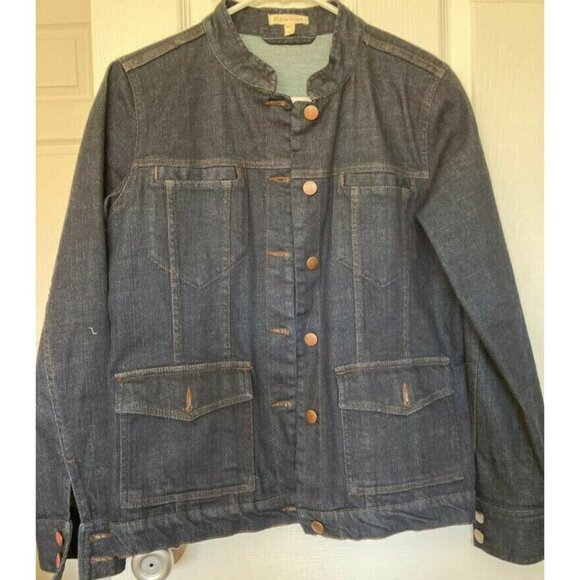  Eileen Fisher Organic Cotton Blue Jean Denim Womens Jacket w/ 2 Pockets Size S - Picture 1 of 6